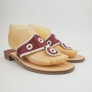 Jack Rogers Hamptons Red Leather Thong Sandals 8 M